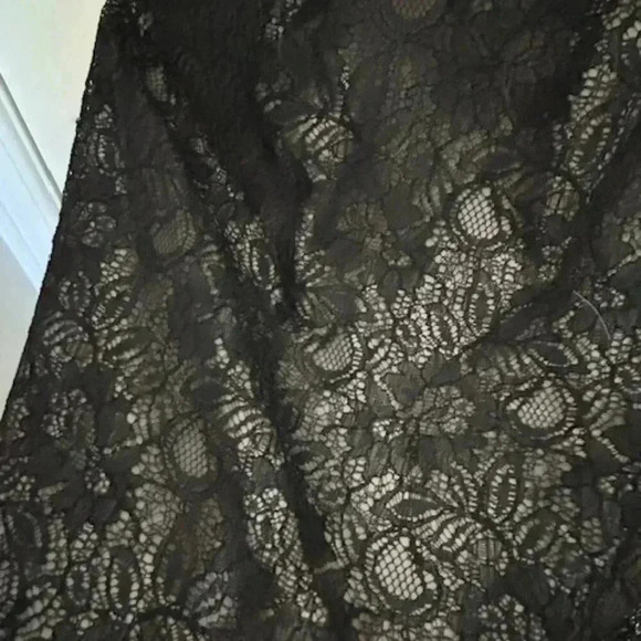Black Lace Esprit  Dress, V-Neck with Ruching Around Waist - Picture 11 of 14